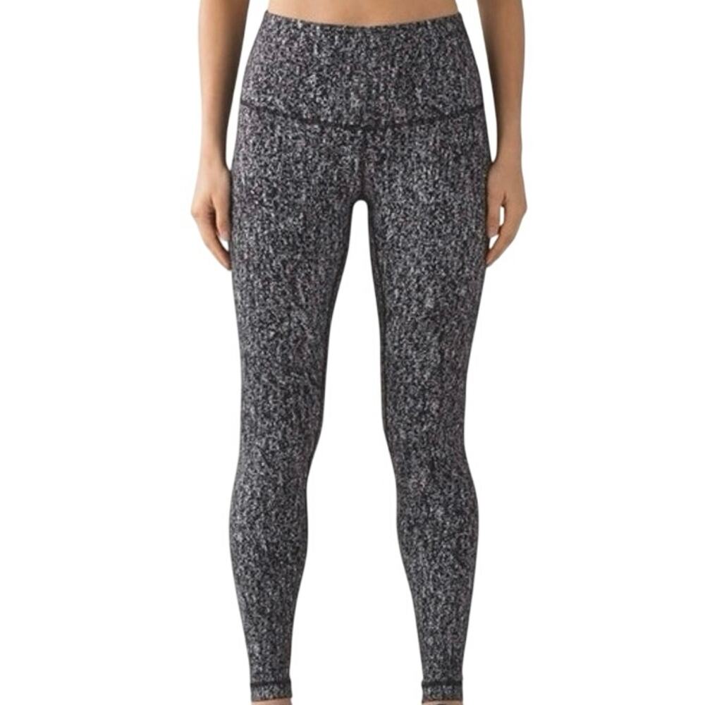 Lululemon Wunder Under Pant Hi-Rise Luon Suited Jacquard Black White Size 4 30"